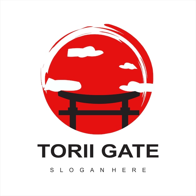 Vetor modelo de vetor de ilustração de ícone de design do logotipo da porta torii