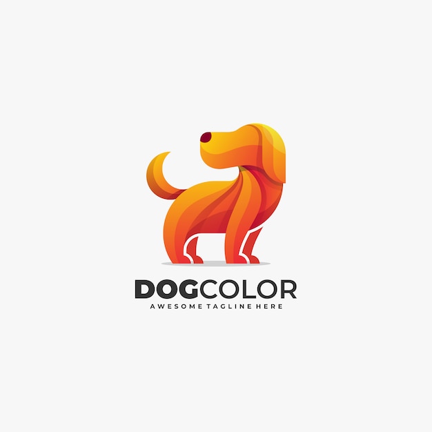 Modelo de vetor de logotipo bonito cor abstrata cachorro