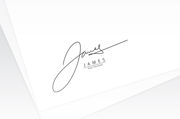 Vetor modelo de vetor de logotipo de assinatura para o nome james em fundo de papel branco