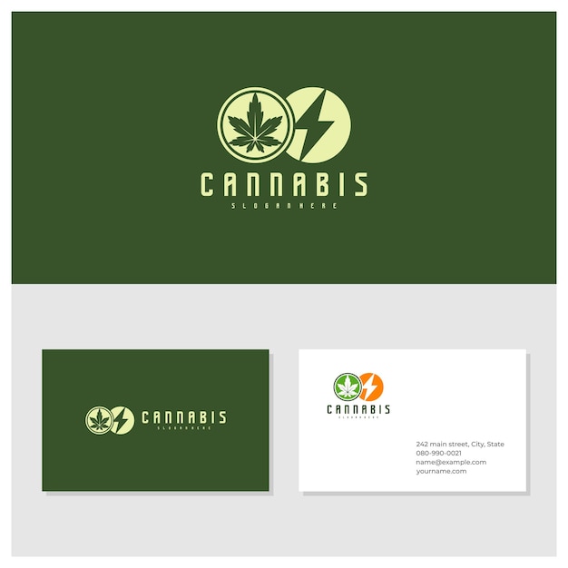 Modelo de vetor de logotipo de cannabis elétrico conceitos criativos de design de logotipo de cannabis