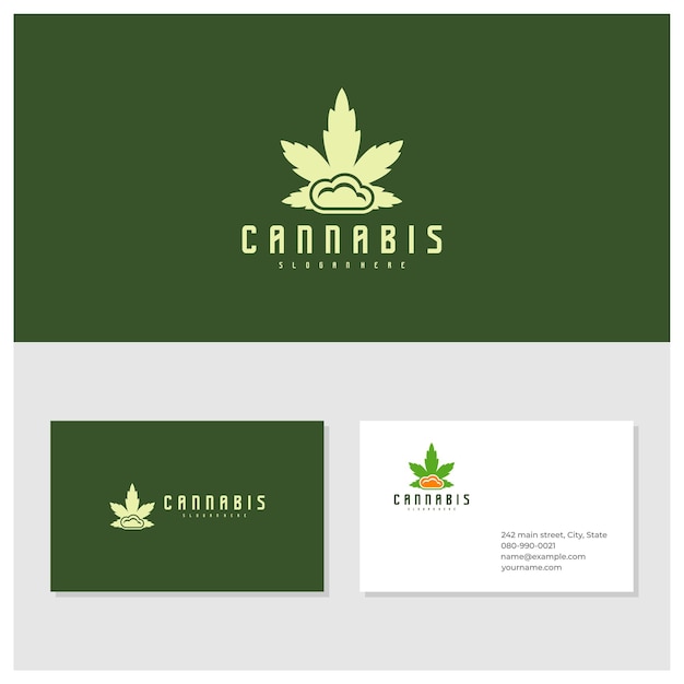 Modelo de vetor de logotipo de cannabis em nuvem conceitos criativos de design de logotipo de cannabis