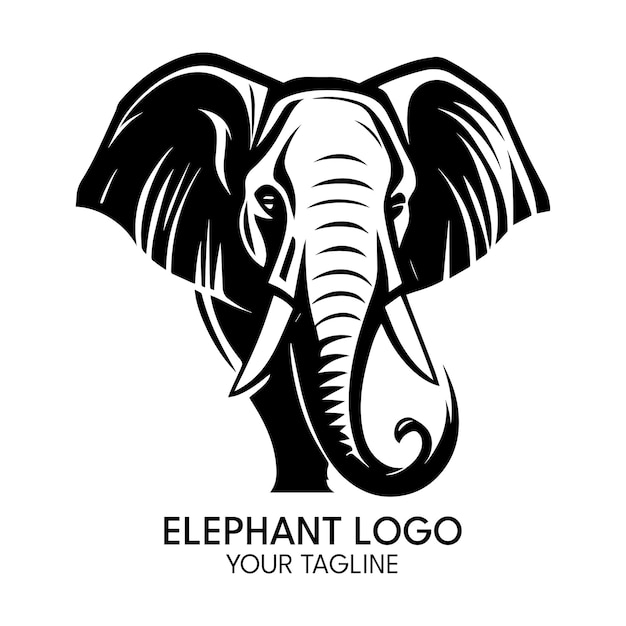 Modelo de vetor de logotipo de elefante de arte silhueta