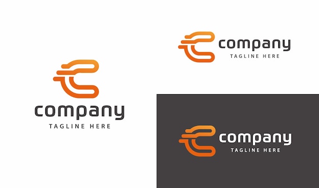 Modelo de vetor de logotipo de empresa de comunicação, conexão e tecnologia de marca. letra c