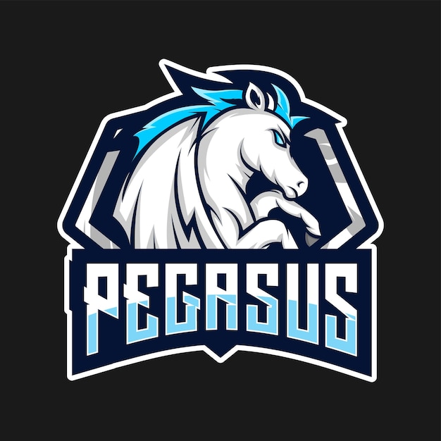 Vetor modelo de vetor de logotipo de esporte de mascote de pegasus