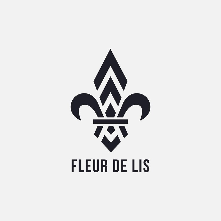 Modelo de vetor de logotipo de flor de lis minimalista em fundo branco
