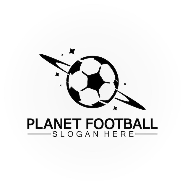 Vetor modelo de vetor de logotipo de futebol de planeta ou futebol de planeta