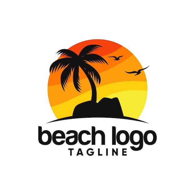 modelo de vetor de logotipo de praia