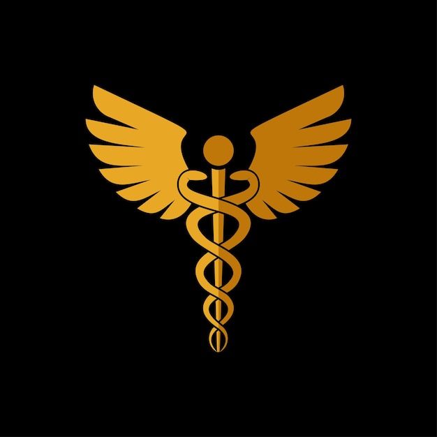 Vetor modelo de vetor de logotipo de símbolo de caduceu médico