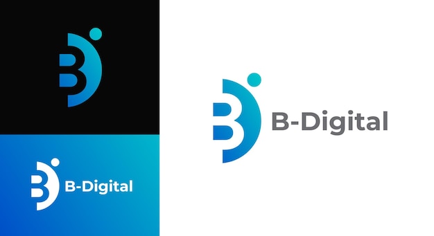 Modelo de vetor de logotipo digital letra b