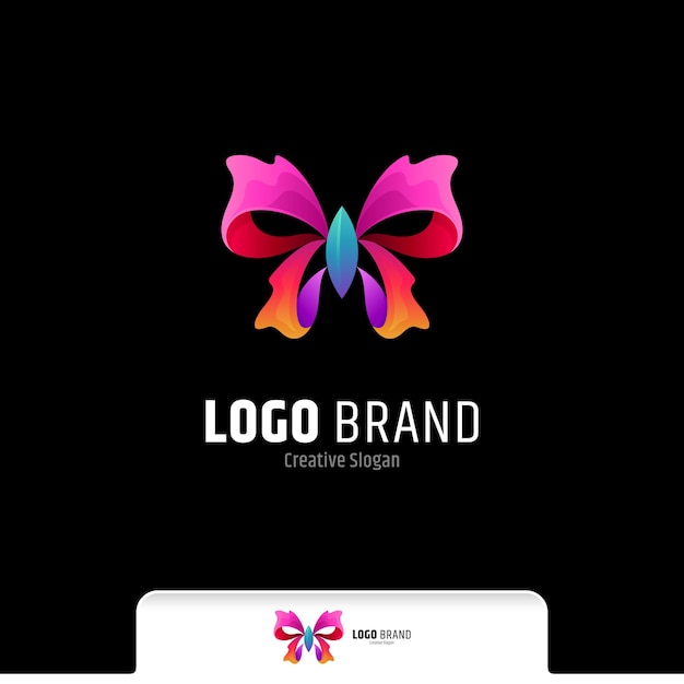Vetor modelo de vetor de logotipo gradiente colorido de linda borboleta