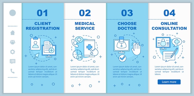 Modelo de vetor de páginas da web móvel de integração de serviço médico