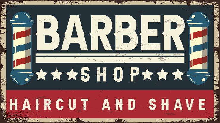 Modelo de vetor de placa vintage de barbearia