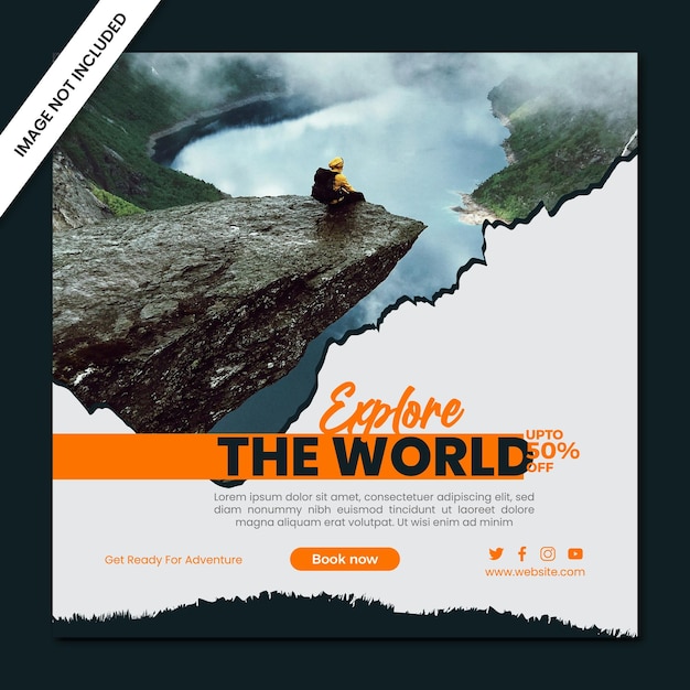 Modelo de vetor de postagem de mídia social de viagens e passeios