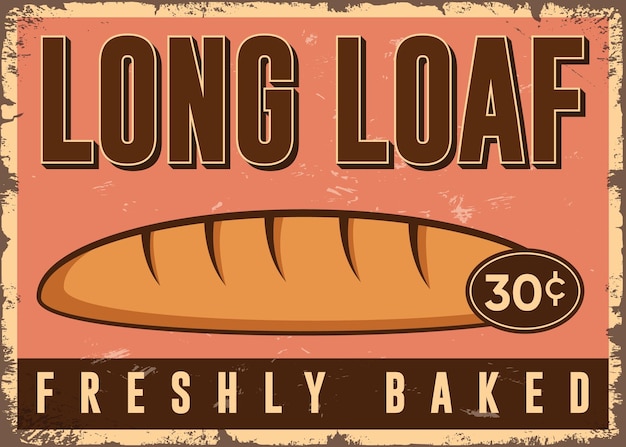 Modelo de vetor de sinal vintage de propaganda de padaria long loaf