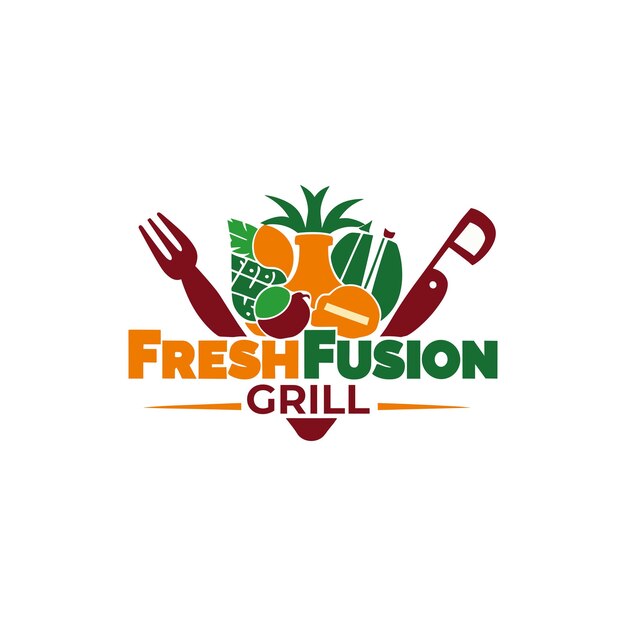 Modelo de vetor dinâmico para o ícone do logotipo fresh fusion food