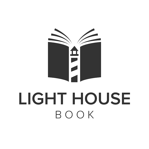 Modelo de vetor do ícone do logotipo do livro light house