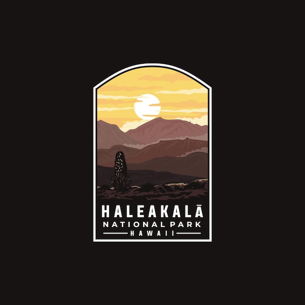 Modelo de vetor do parque nacional de haleakala. ilustração do marco do havaí no estilo do emblema do patch.