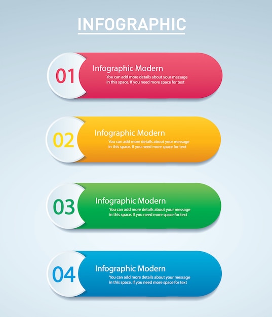 Modelo de vetor gráfico colorido informação com 4 opções