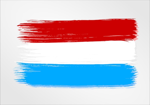 Modelo de vetor ilustração luxemburgo bandeira europa país vermelho branco azul pincel pintura aquarela
