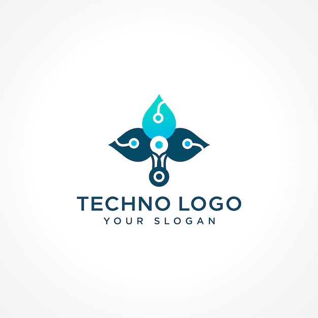 Modelo de vetor premium de design de logotipo de árvore techno