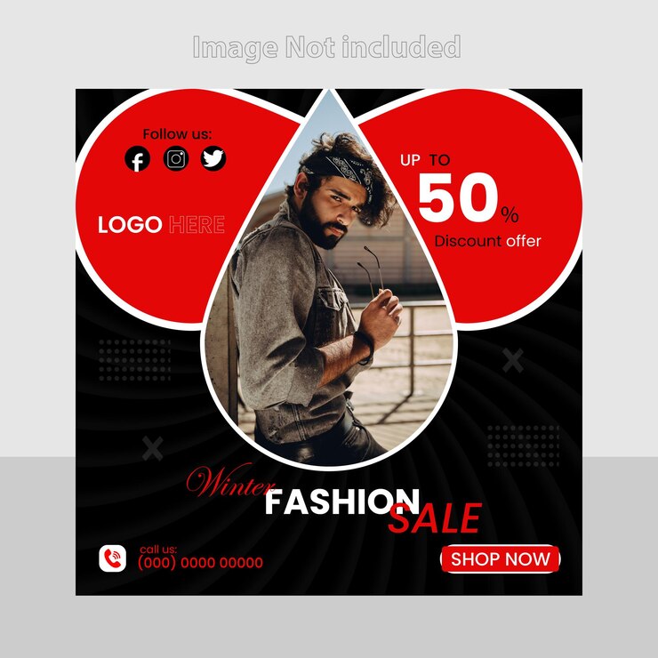 Modelo de vetor premium de postagem de mídia social de venda de moda