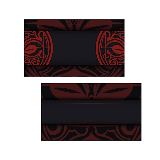 Modelo de vetor vetorial para imprimir design cartão postal cores pretas com máscara ornamento maori. preparar um convite com um local para seu texto e padrões.