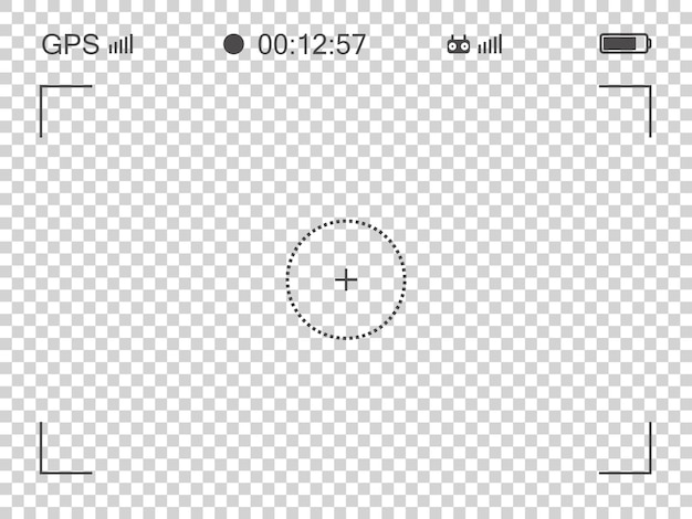 Vetor modelo de visor de quadro de drone focando a tela de exibição digital com ilustração vetorial de gps em fundo transparente