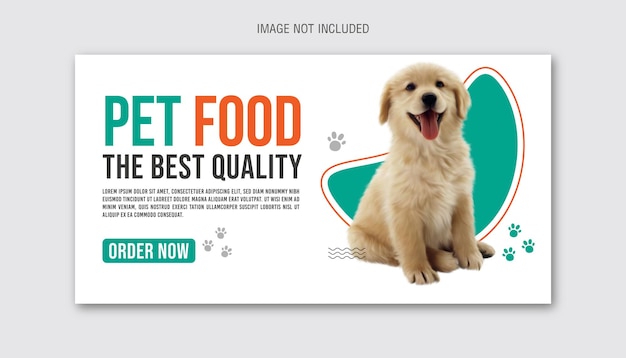 Modelo de web de banner de comida animal