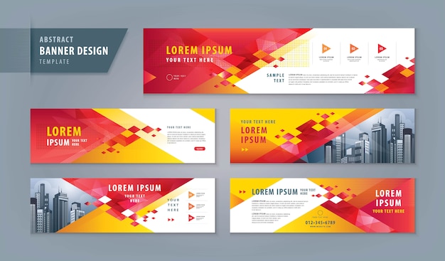Modelo de web design abstrato banner conjunto, banner de cabeçalho horizontal da web