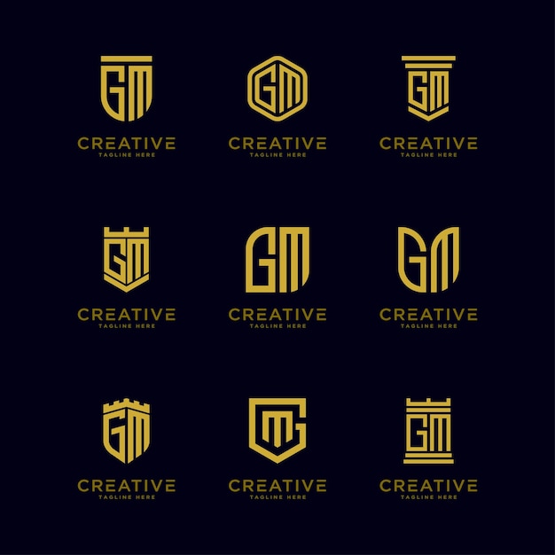 Modelo definir letras iniciais do ícone do logotipo gm vetor