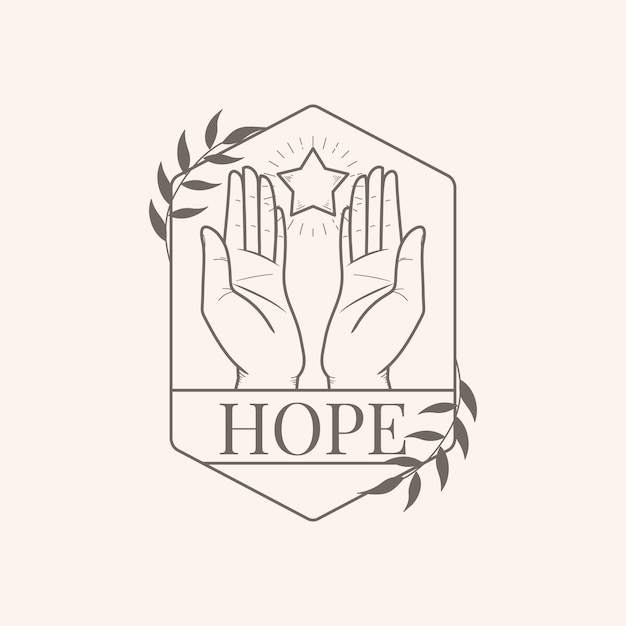 Vetor modelo do logotipo da hope desenhado à mão