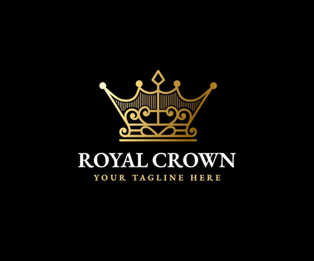 Modelo do logotipo da rainha da coroa real rei majestosa diadema e silhueta de tiara de luxo para marcas VIP