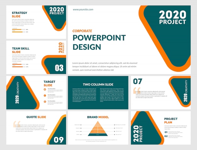 Vetor modelo do powerpoint - laranja azul