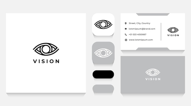 Vetor modelo e cartão de visita do logotipo vision eye