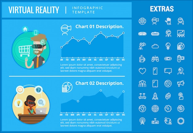 Vetor modelo e elementos de realidade virtual infográfico