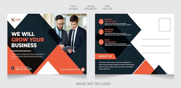 Modelo editável de cartão postal de marketing digital e negócios corporativos