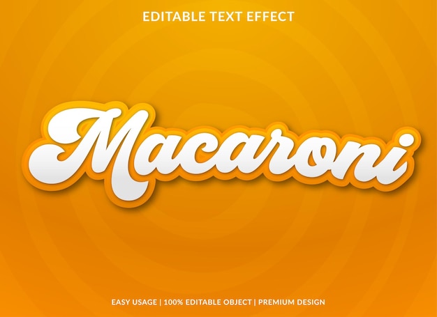 Modelo editável de efeito de texto de macarrão vetor premium