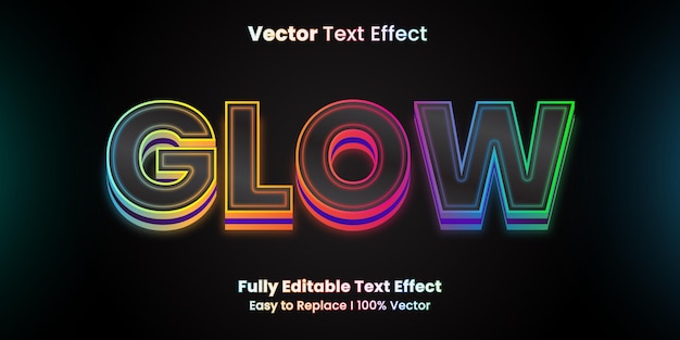 modelo editável de vetor de efeito de texto de brilho futurista