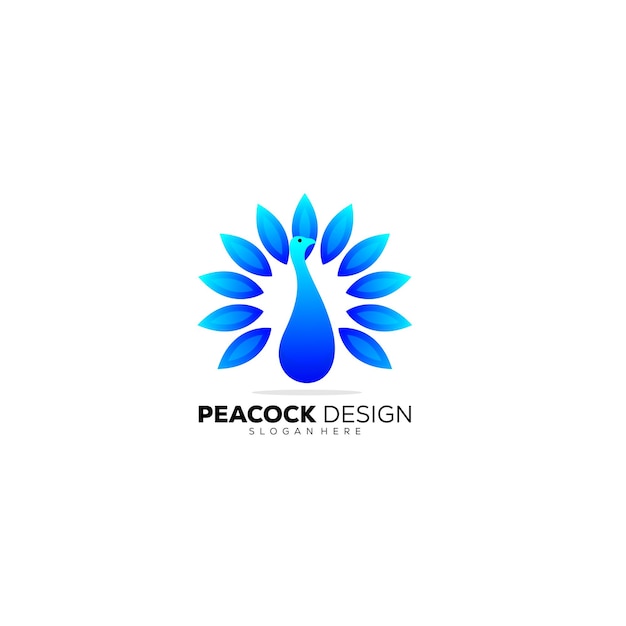 Vetor modelo elegante de logotipo de ilustração de design de pavão