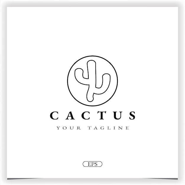 Modelo elegante premium do logotipo do cacto do círculo vetor eps 10