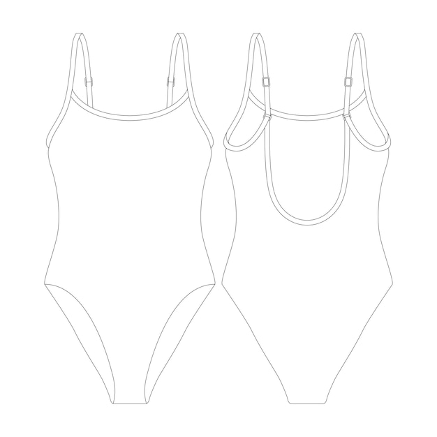 modelo enrugado colher maiô ilustração vetorial design plano contorno coleção de roupas