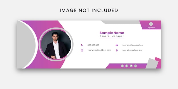 Modelo exclusivo de assinatura de e-mail ou rodapé de e-mail e capa de mídia social pessoal