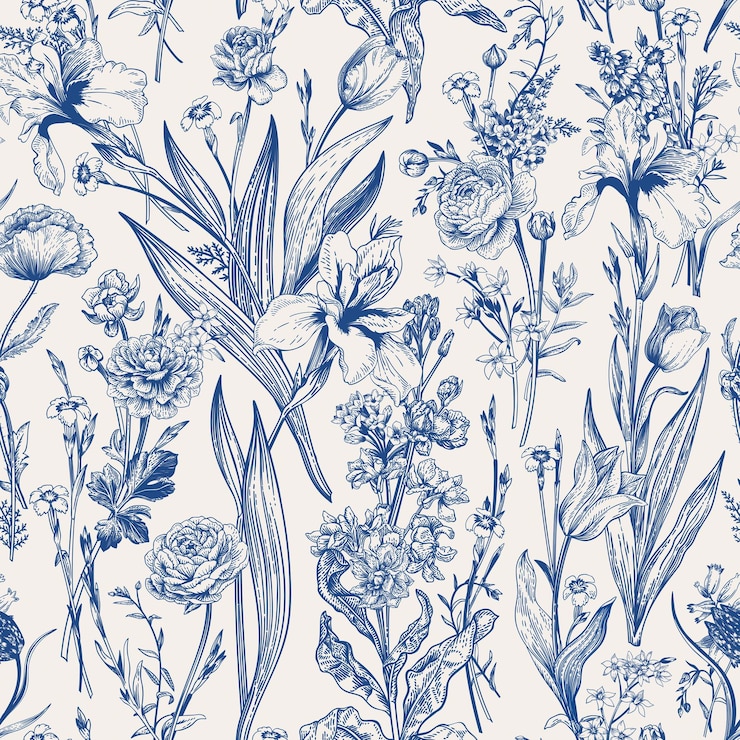 Vetor modelo floral azul vintage