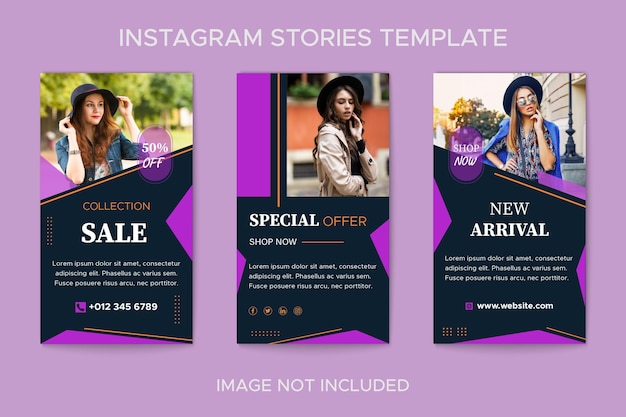 Modelo gráfico de histórias do Instagram de mídia social de marca de moda