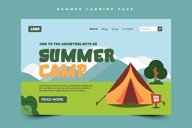 Modelo gráfico de temporada de acampamento de verão Design simples e elegante editável