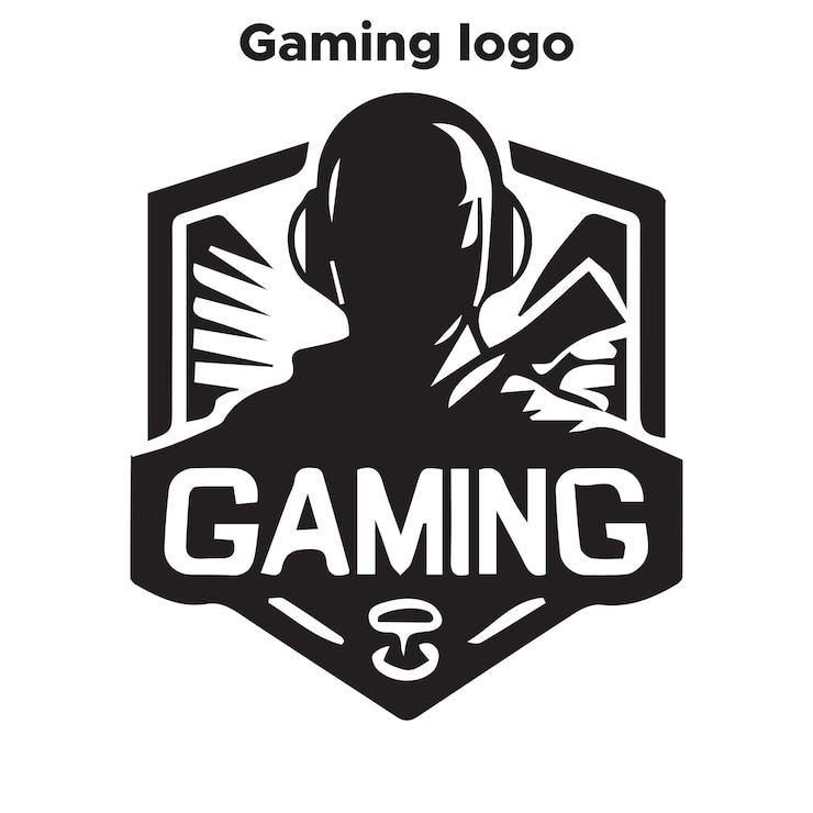 Vetor modelo gratuito de design de logotipo de jogos desenhado à mão dentro de fundo branco