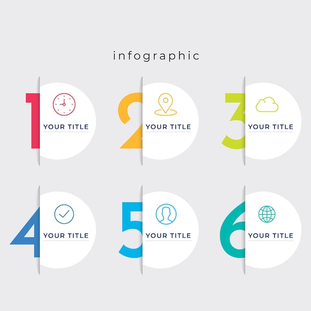 Vetor modelo infográfico circular elegante redondo com layout de números de corte de papel oculto