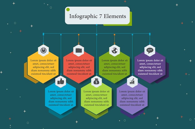 Modelo infográfico com 7 elementos adequados para movimento