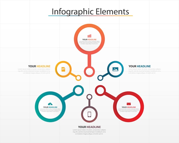 Modelo infográfico de negócios abstrato colorido