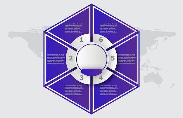 Modelo infográfico do vetor infográfico de apresentação de tópico redondo hexágono moderno